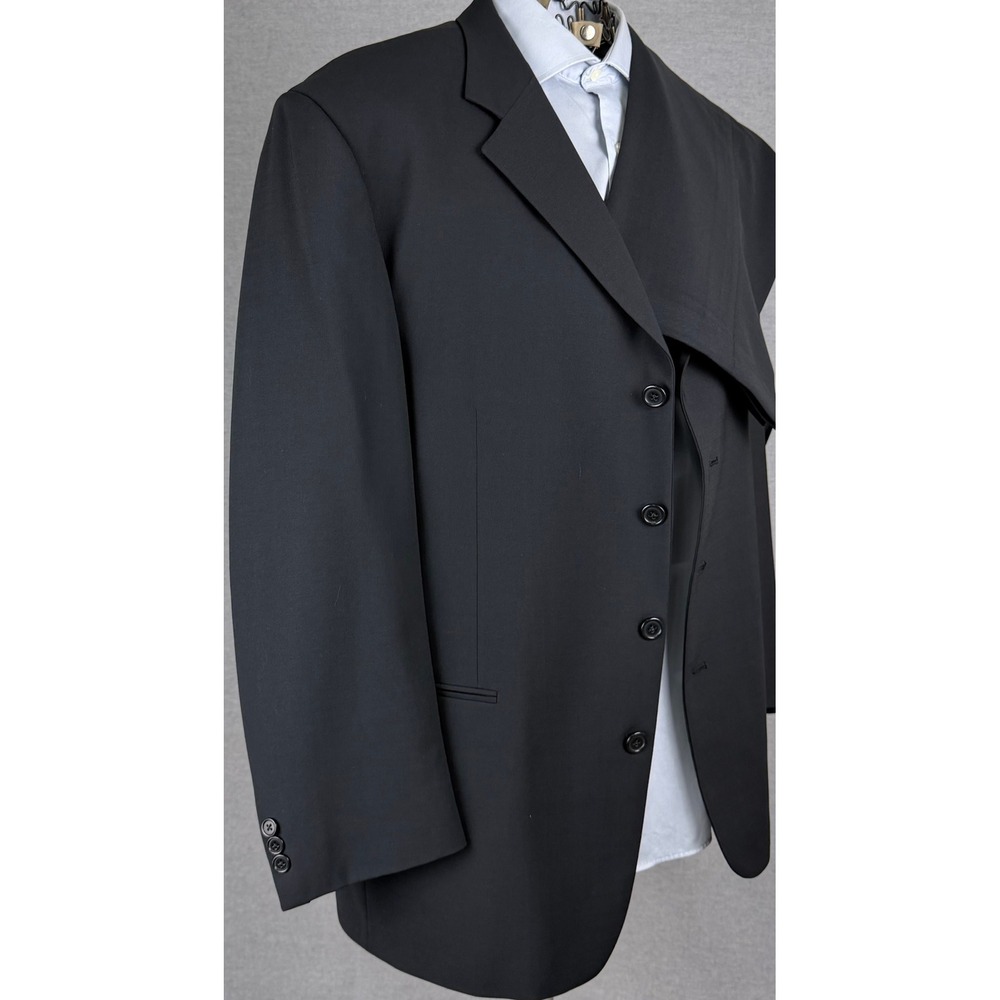 Monsieur by Givenchy Vintage Black Worsted Wool 2 Piece Suit 44R 37x27.5